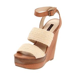 Steven By Steve Madden Tan and Cream Wedge Sandals